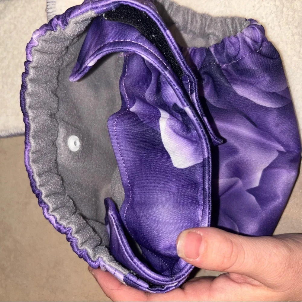 RAGABabe Purple Rose Reusable Diaper Cover with 2 Cotton & Bamboo Inserts